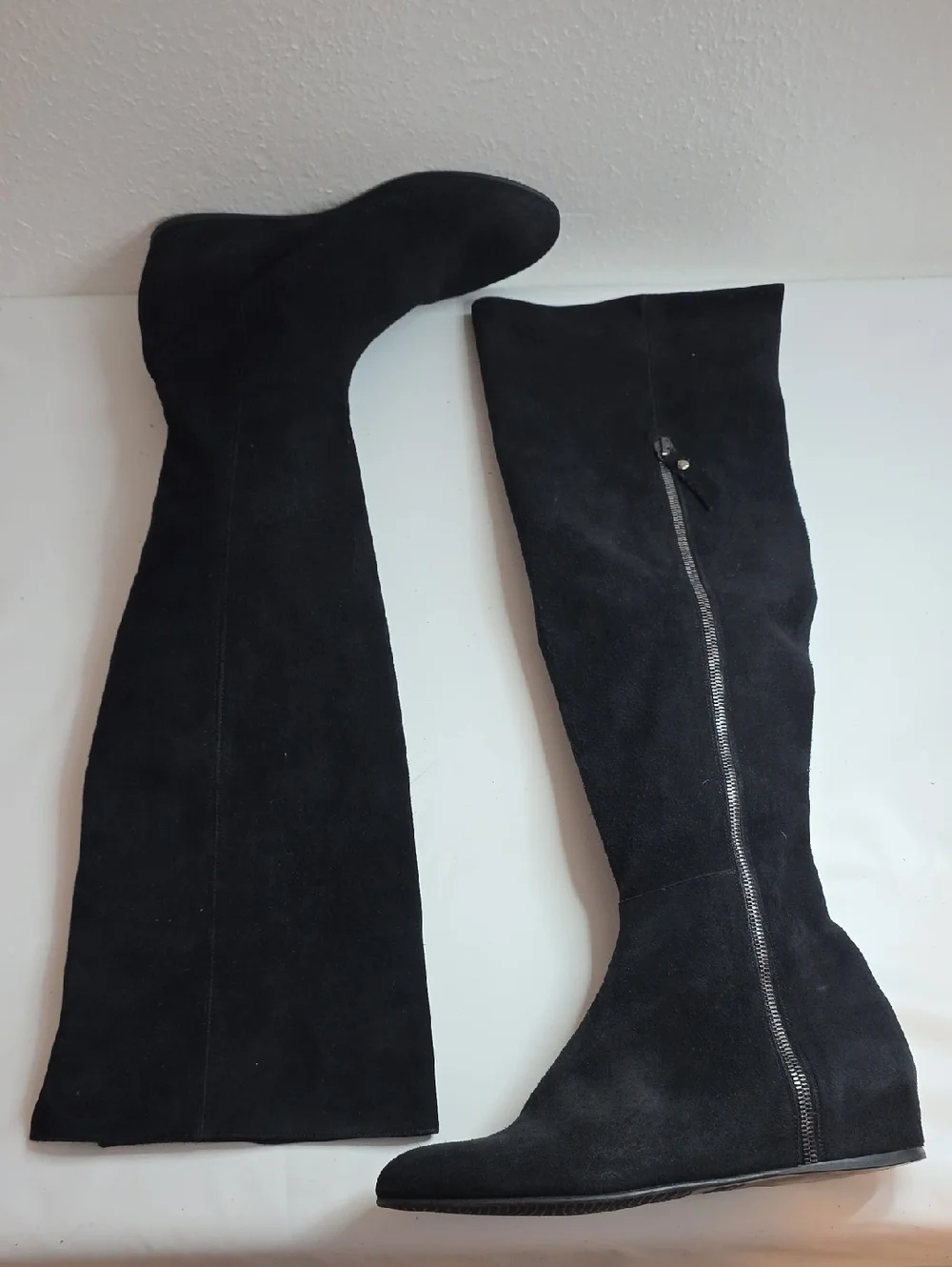 STUART WEITZMAN LEATHER SUEDE OVER THE KNEE TALL BLACK BOOTS LADIES 8.5